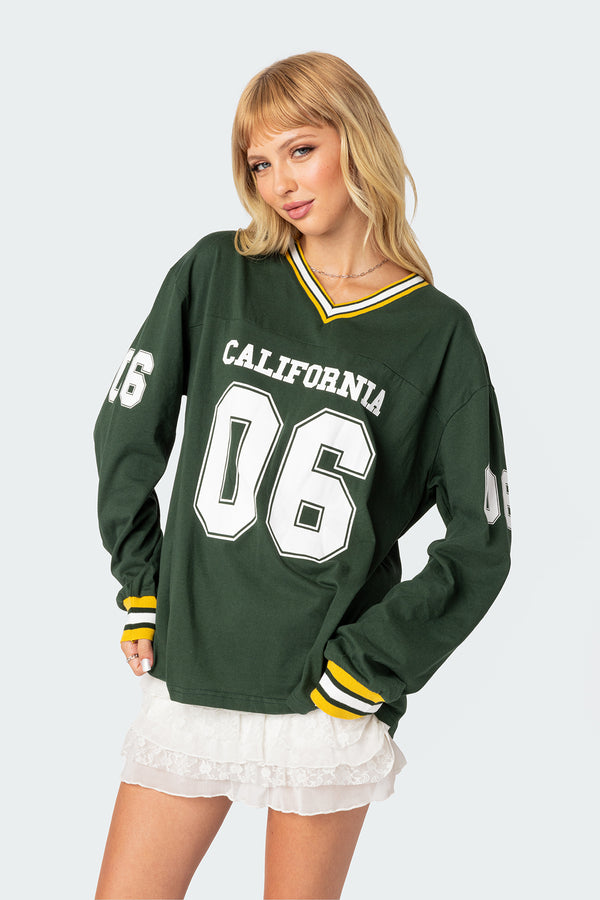 Edikted Cali Oversized Baseball T-Shirt Green
