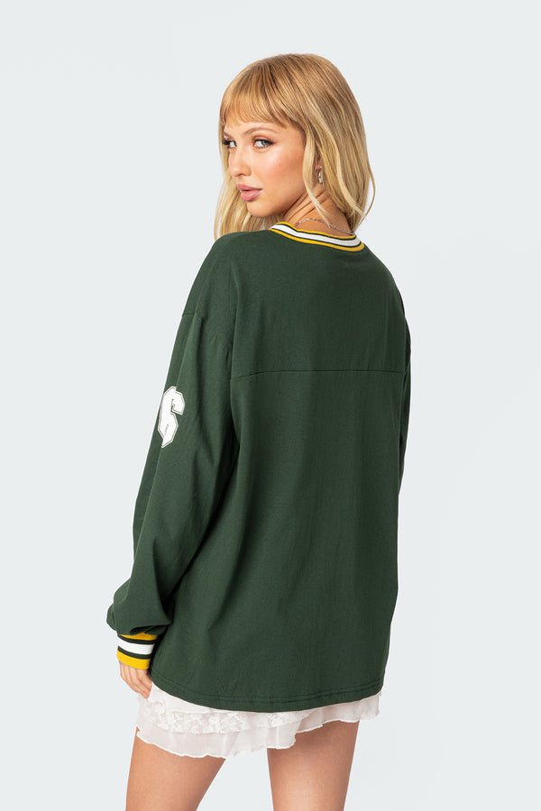 Edikted Cali Oversized Baseball T-Shirt Green