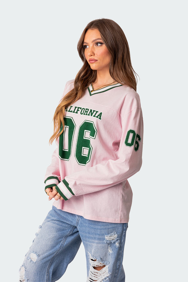 Edikted Cali Oversized Baseball T Shirt Light Pink