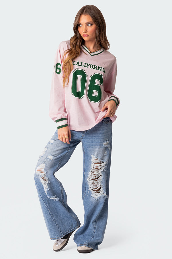 Edikted Cali Oversized Baseball T Shirt Light Pink