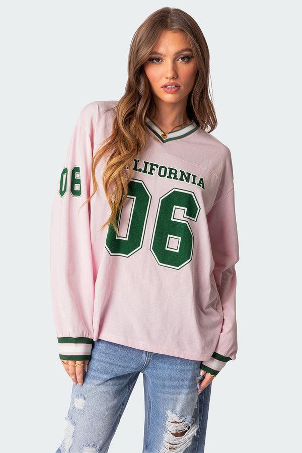 edikted Cali Oversized Baseball T Shirt light pink