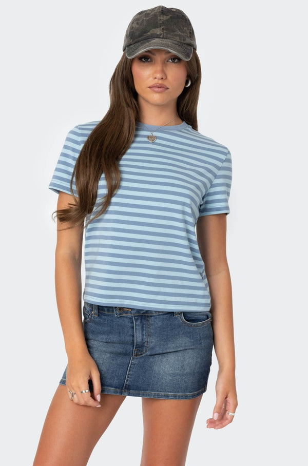 edikted Callahan Striped T Shirt blue