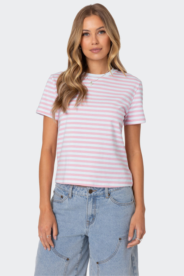 edikted Callahan Striped T Shirt light pink