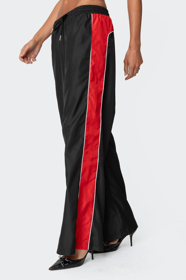 Edikted Cameron Contrast Panel Track Pants Black