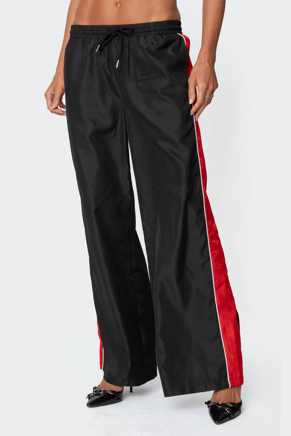 Edikted Cameron Contrast Panel Track Pants Black