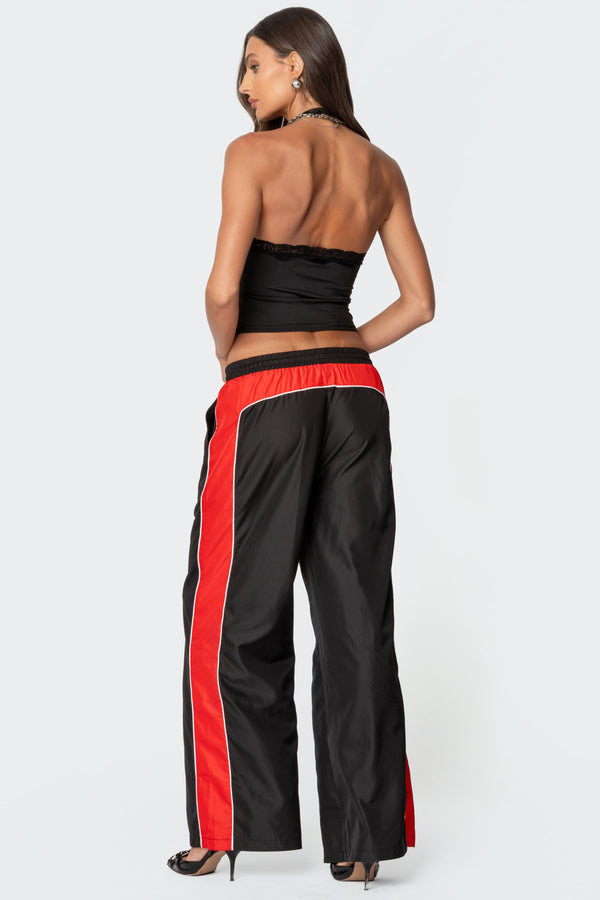 edikted Cameron Contrast Panel Track Pants black