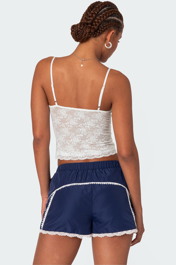 Edikted Cami Sheer Lace Tank Top White