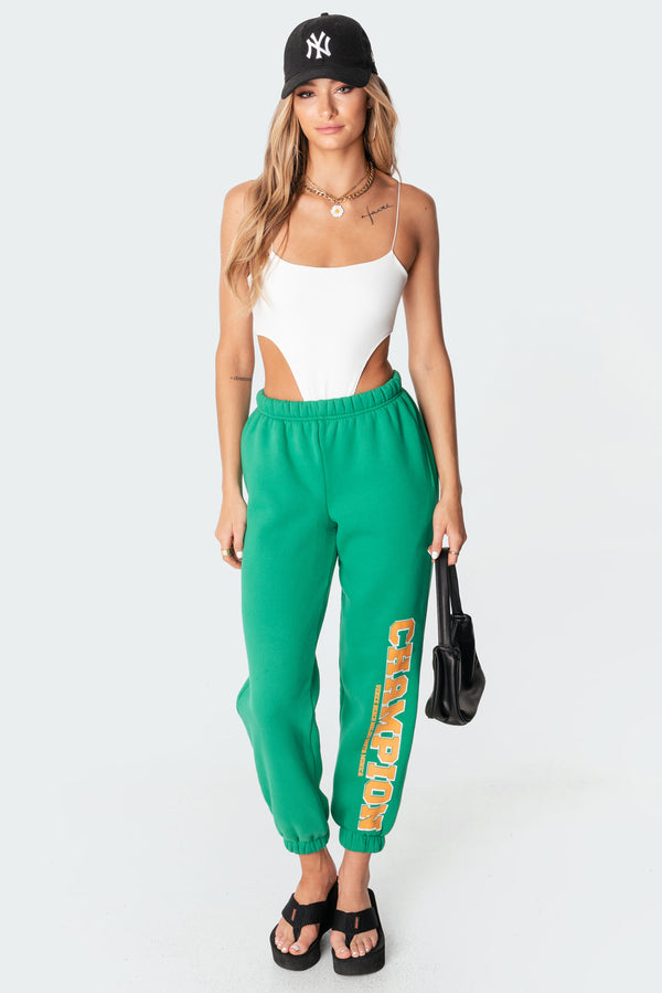 Edikted Camilla Ribbed High-Cut Bodysuit White