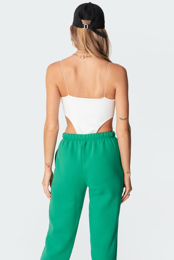 Edikted Camilla Ribbed High-Cut Bodysuit White