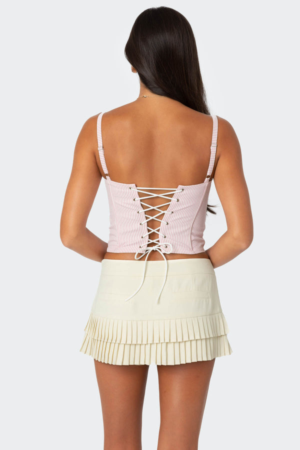 Edikted Cammie Striped Corset Pink And White