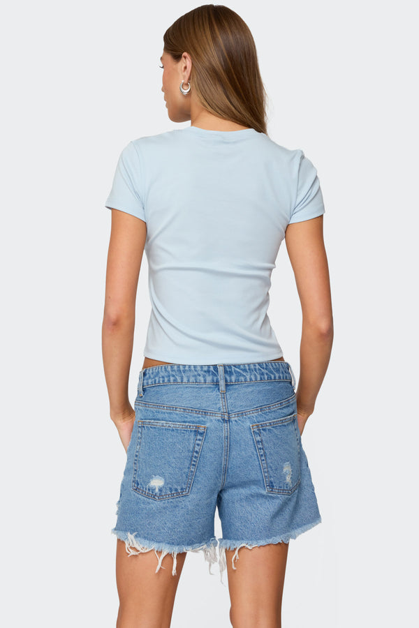 Edikted Camo 73 T Shirt Light Blue