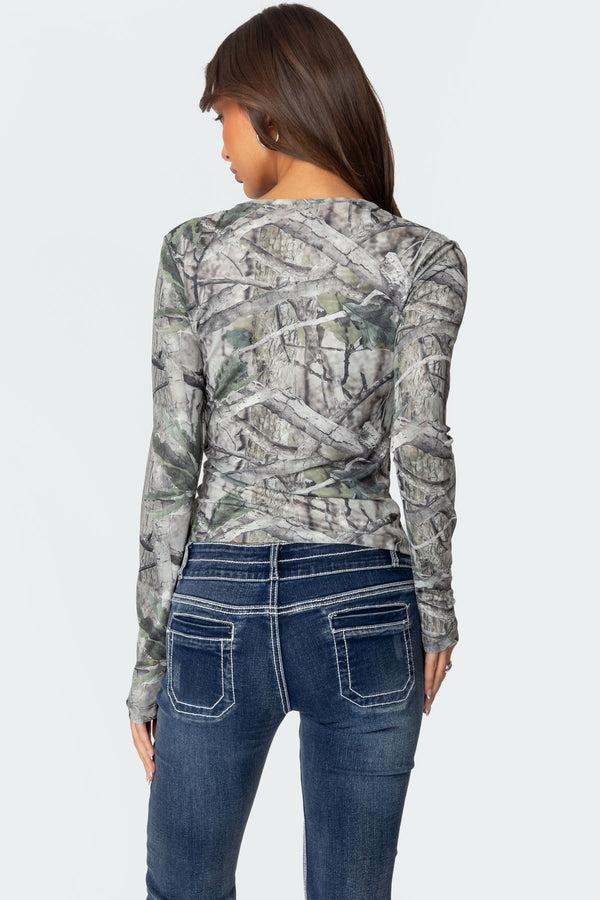 Edikted Camo Babe Top Olive