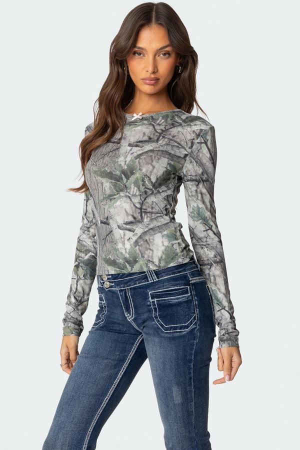 Edikted Camo Babe Top Olive