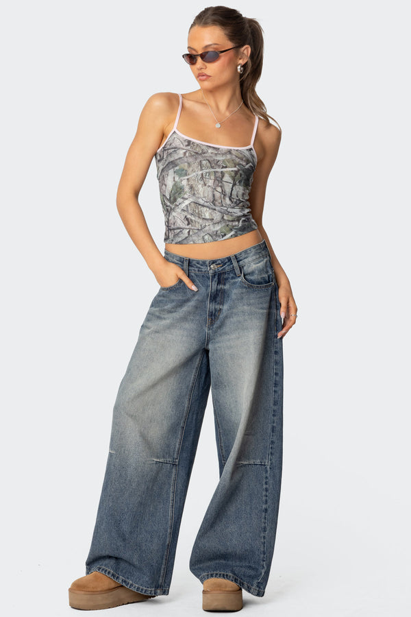 Edikted Camo Contrast Tank Top Olive