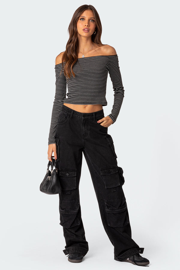 Edikted Canary Ribbed Top Black