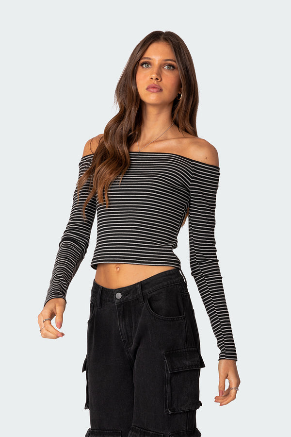 Edikted Canary Ribbed Top Black