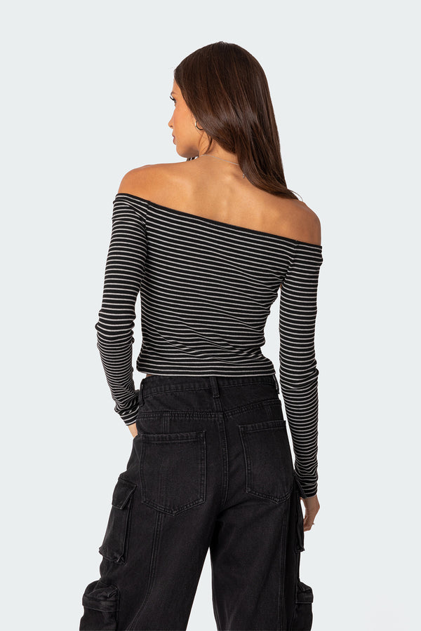 Edikted Canary Ribbed Top Black