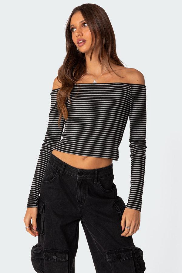 edikted Canary Ribbed Top black