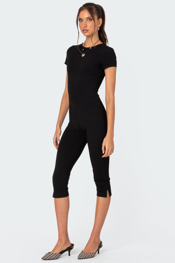 Edikted Capri Open Back Jumpsuit Black