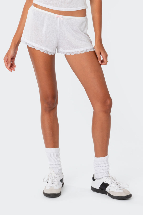 Edikted Carla Low Rise Micro Shorts White