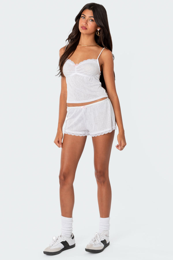Edikted Carla Low Rise Micro Shorts White