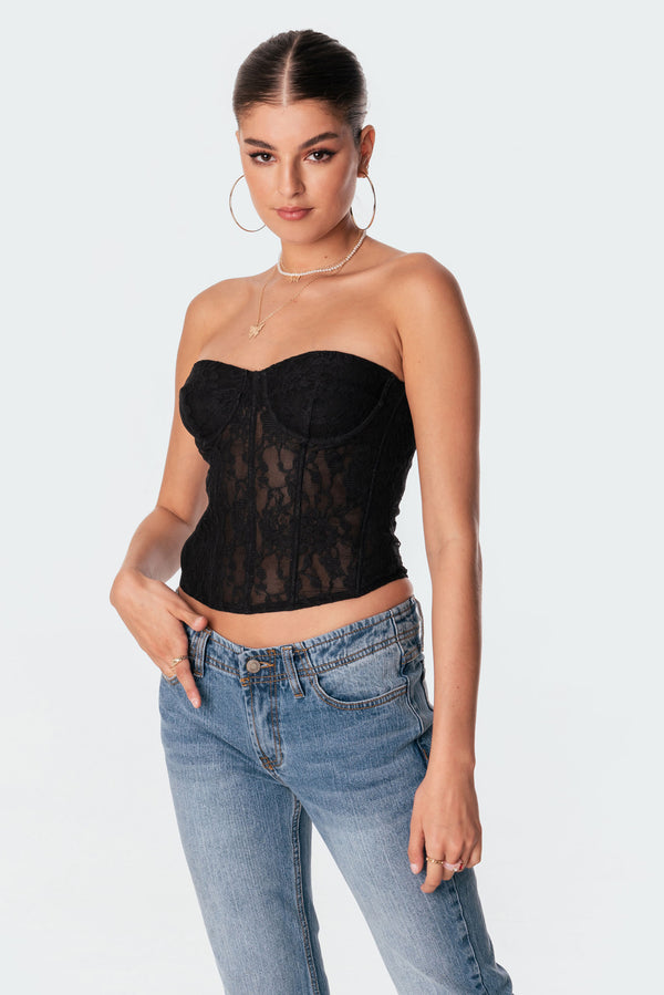 Edikted Cartia Lace Corset Black