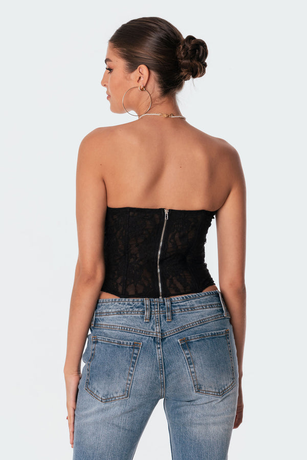 Edikted Cartia Lace Corset Black