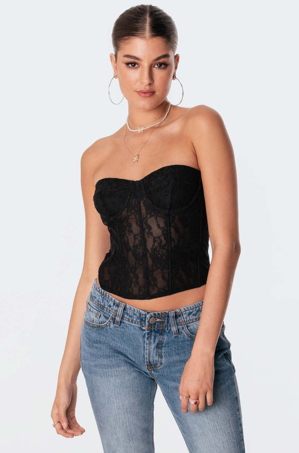 edikted Cartia Lace Corset black