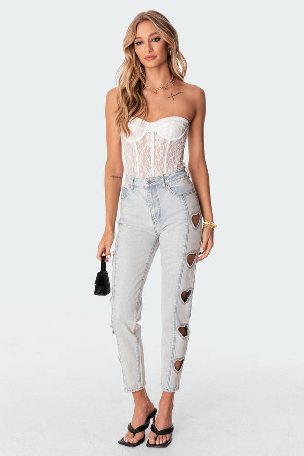 Edikted Cartia Lace Corset White