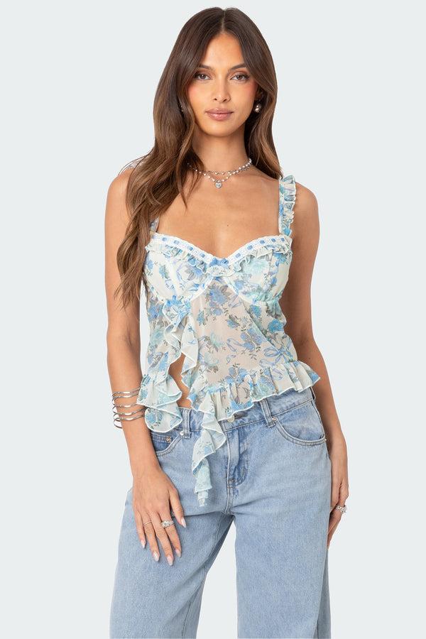edikted Cascade Ruffled Bra Top mix