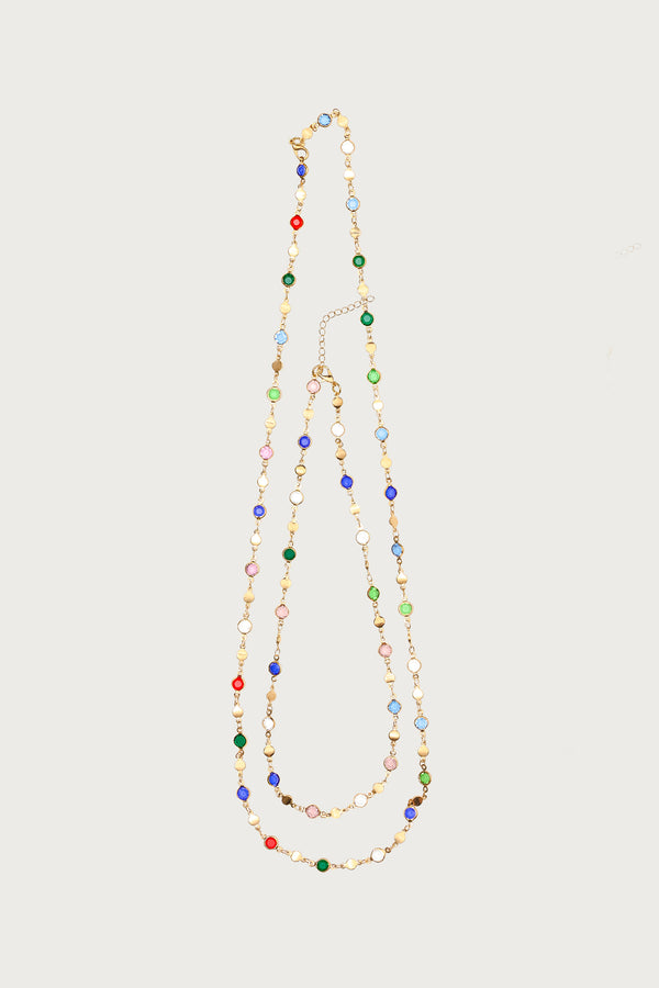 Edikted Cascading Gemstone Necklace Set Gold