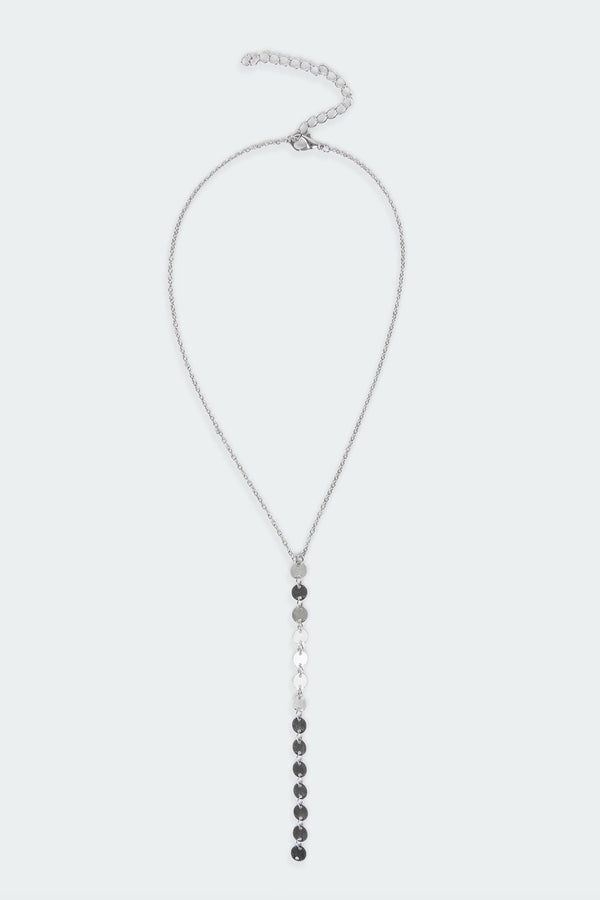 Edikted Cascading Sequin Necklace Silver