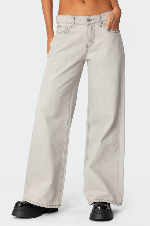 Edikted Casey Low Rise Boyfriend Jeans Gray