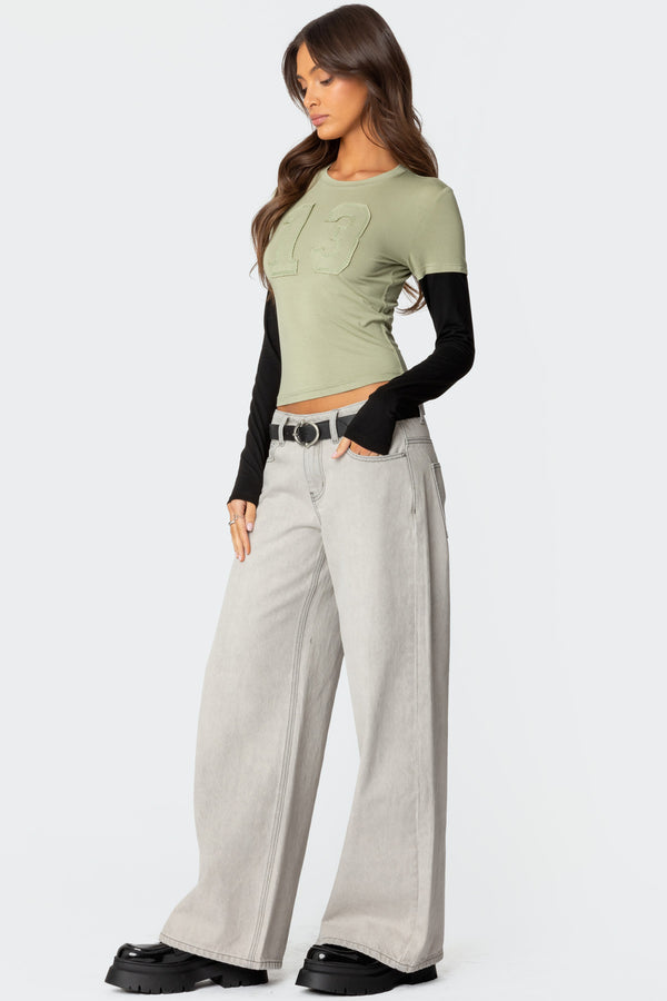 Edikted Casey Low Rise Boyfriend Jeans Gray