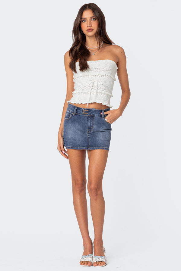 Edikted Cecily Strapless Knit Top Cream