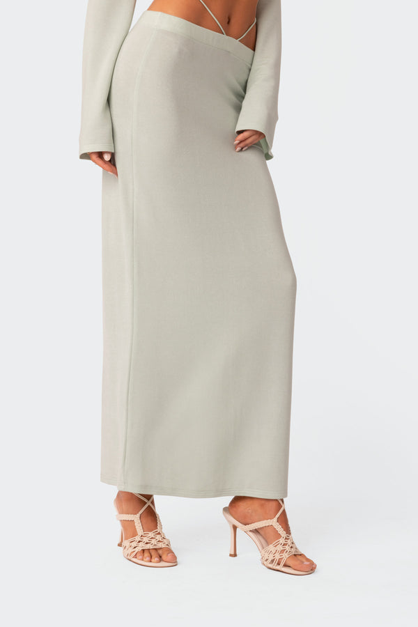 Edikted Celeste Low Rise Strap Maxi Skirt Green