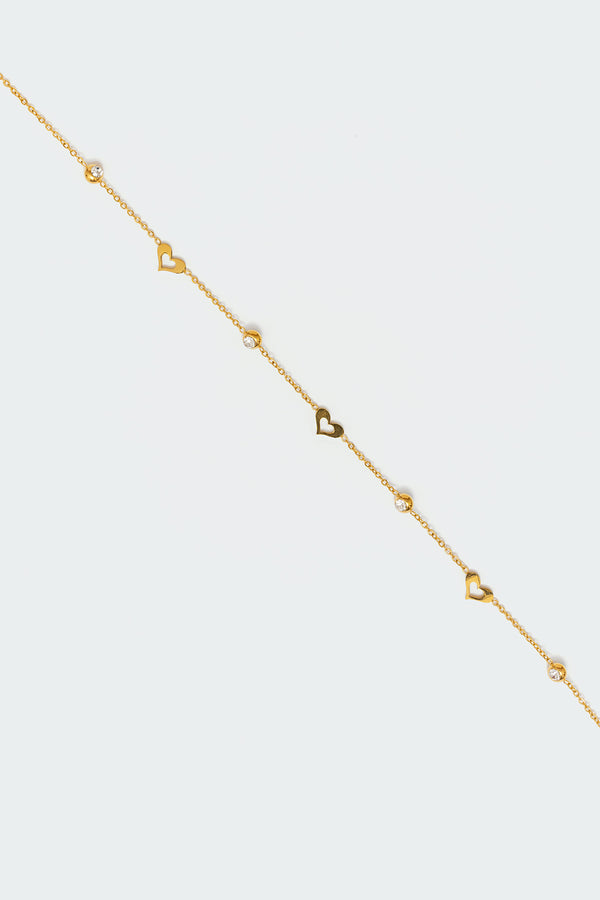 Edikted Chain Of Hearts Necklace Gold