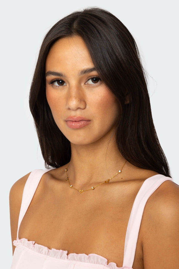 edikted Chain Of Hearts Necklace gold