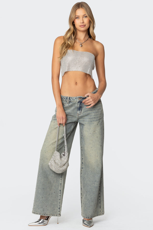 Edikted Chainmail Tube Top Silver