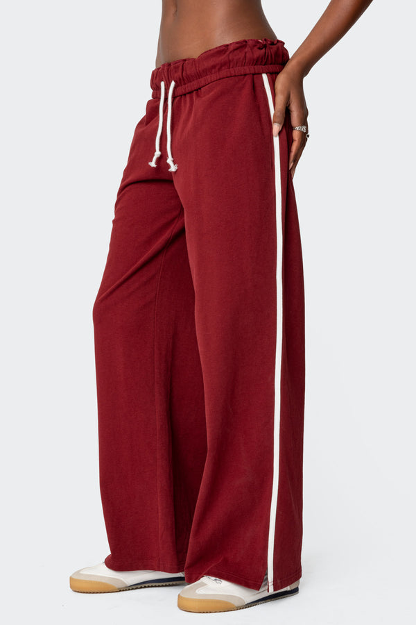 Edikted Chance Fold Over Sweatpants Burgundy