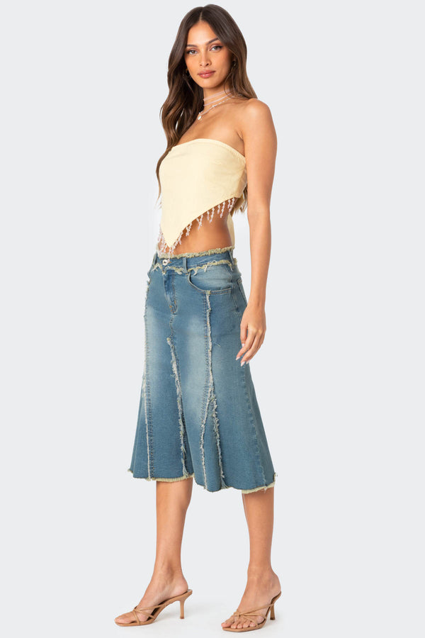 Edikted Chandelier Beaded Triangle Top Beige