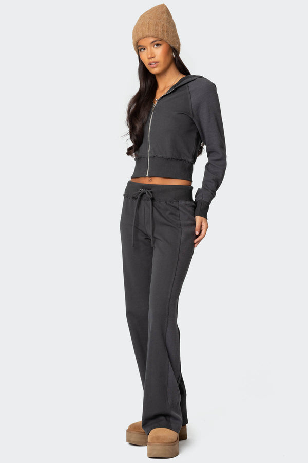 Edikted Chandler Waffle Hooded Cardigan Gray