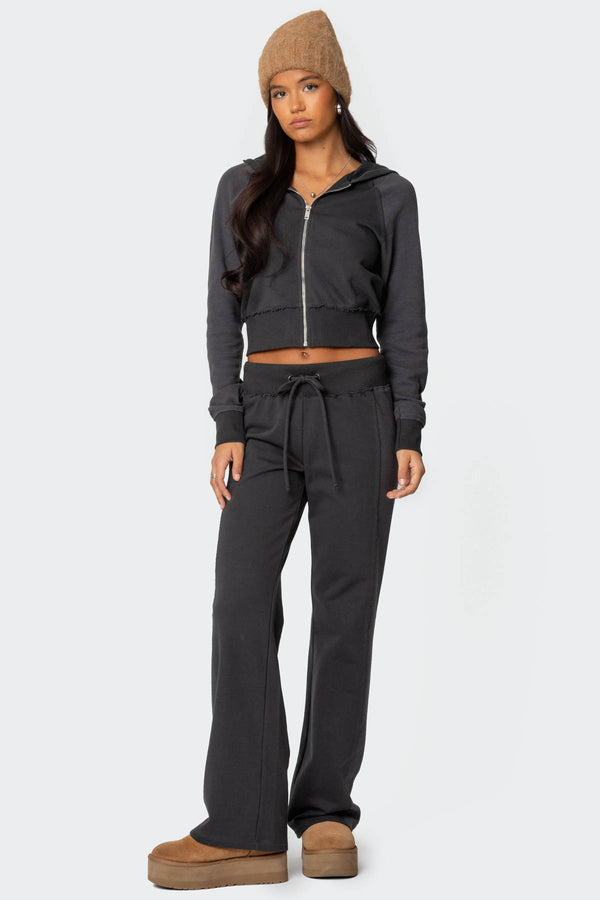 Edikted Chandler Waffle Hooded Cardigan Gray