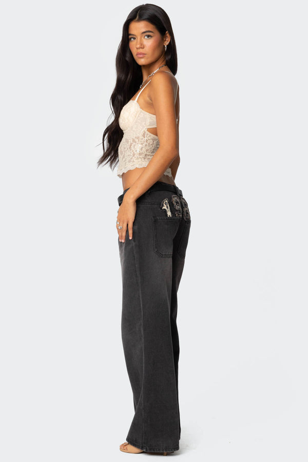 Edikted Charisma Sheer Lace Bra Top Beige