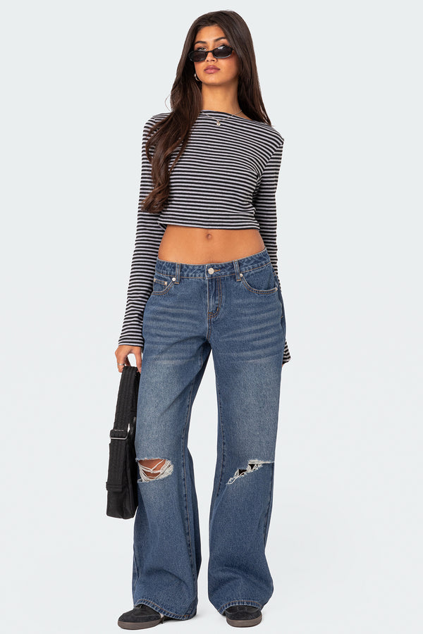 Edikted Charlee Striped Top Gray