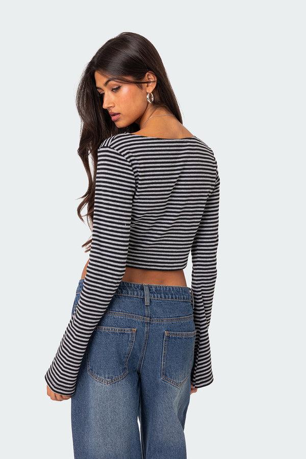 Edikted Charlee Striped Top Gray