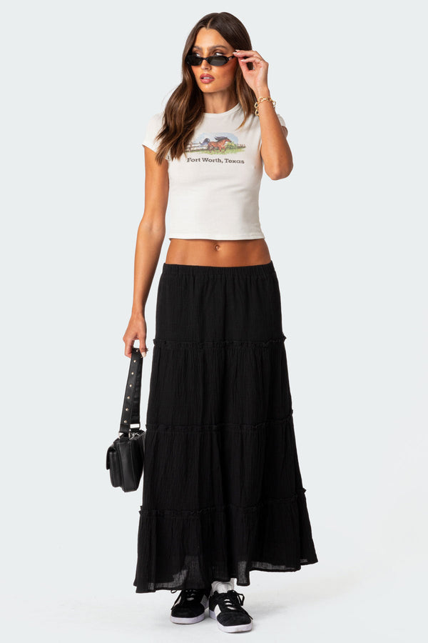 edikted Charlotte Tiered Maxi Skirt black