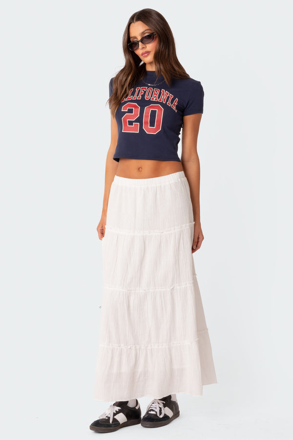 edikted Charlotte Tiered Maxi Skirt white