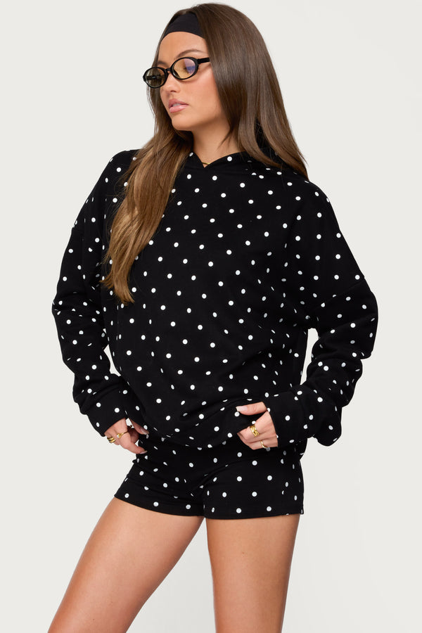 Edikted Chelsie Polka Dot Hoodie Black And White