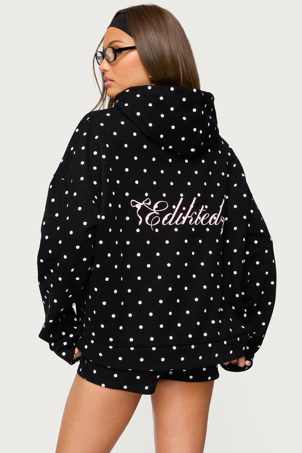 edikted Chelsie Polka Dot Hoodie black and white